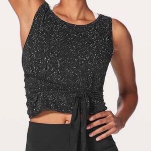 Lululemon It's A Tie Tank Crop Wrap Yoga Stretch Fitness Black Splatter Dye Tank